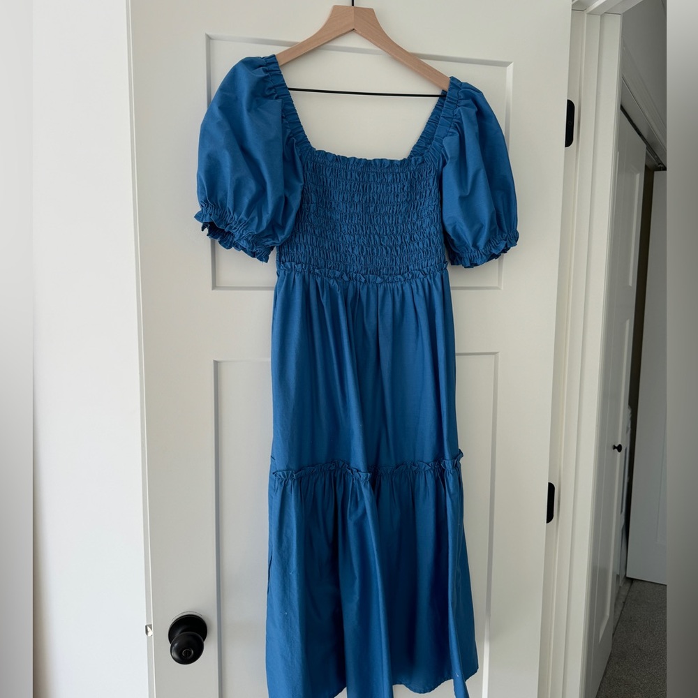 Abercrombie & Fitch Blue Emerson Poplin Midi Dress